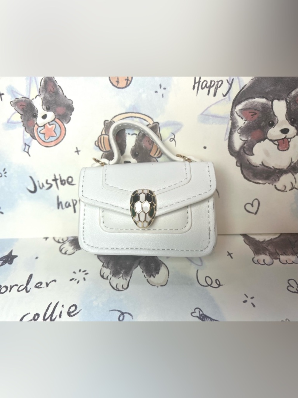 Mini White Top Handle Bag Snake Clasp Crossbody Purse Cute Chic
